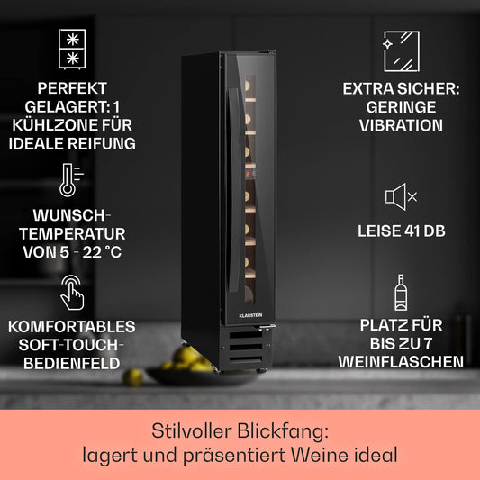 Klarstein Weinkühlschrank 7 Flaschen – Glastür