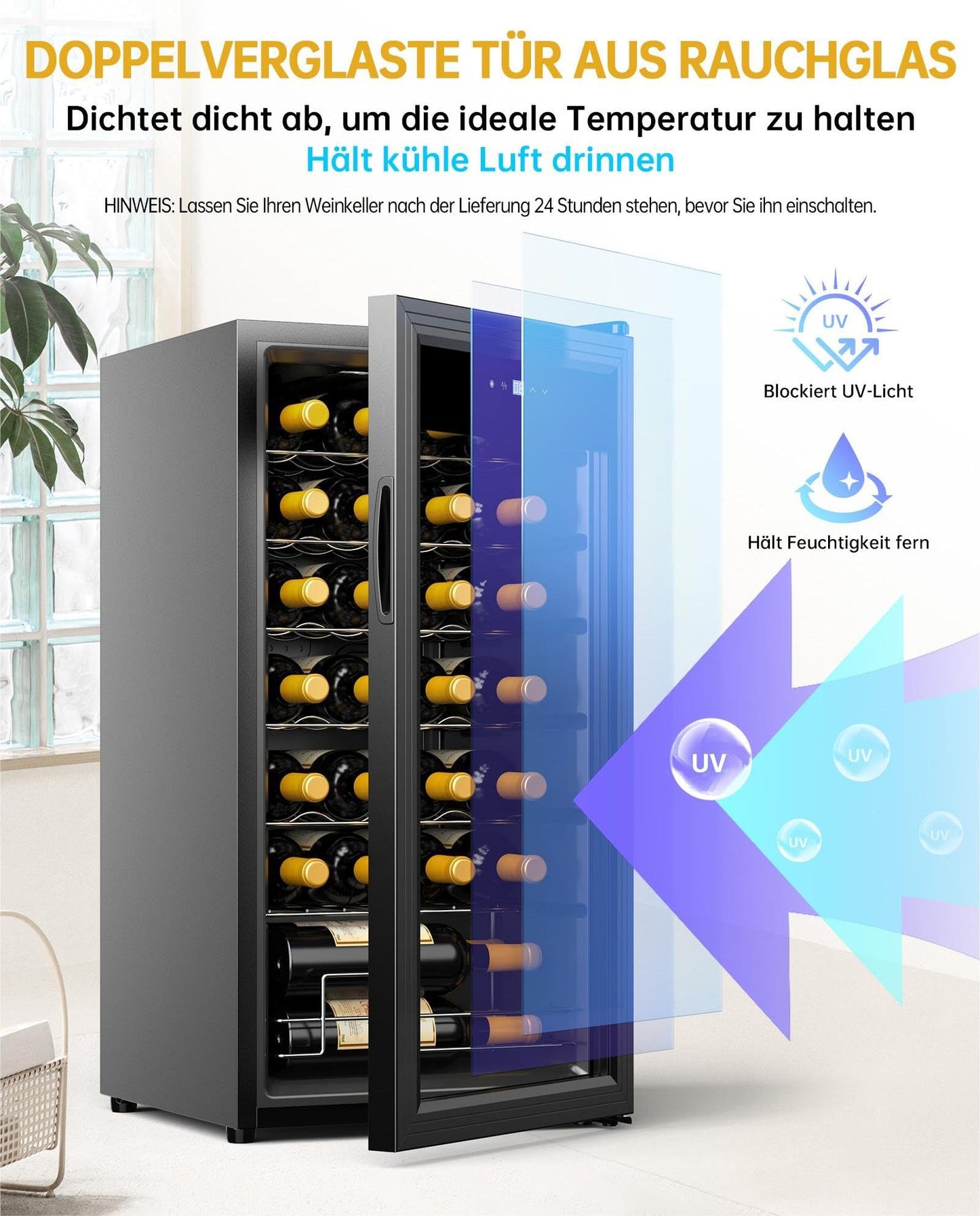 WIE Weinkühlschrank 28 Flaschen – 82L