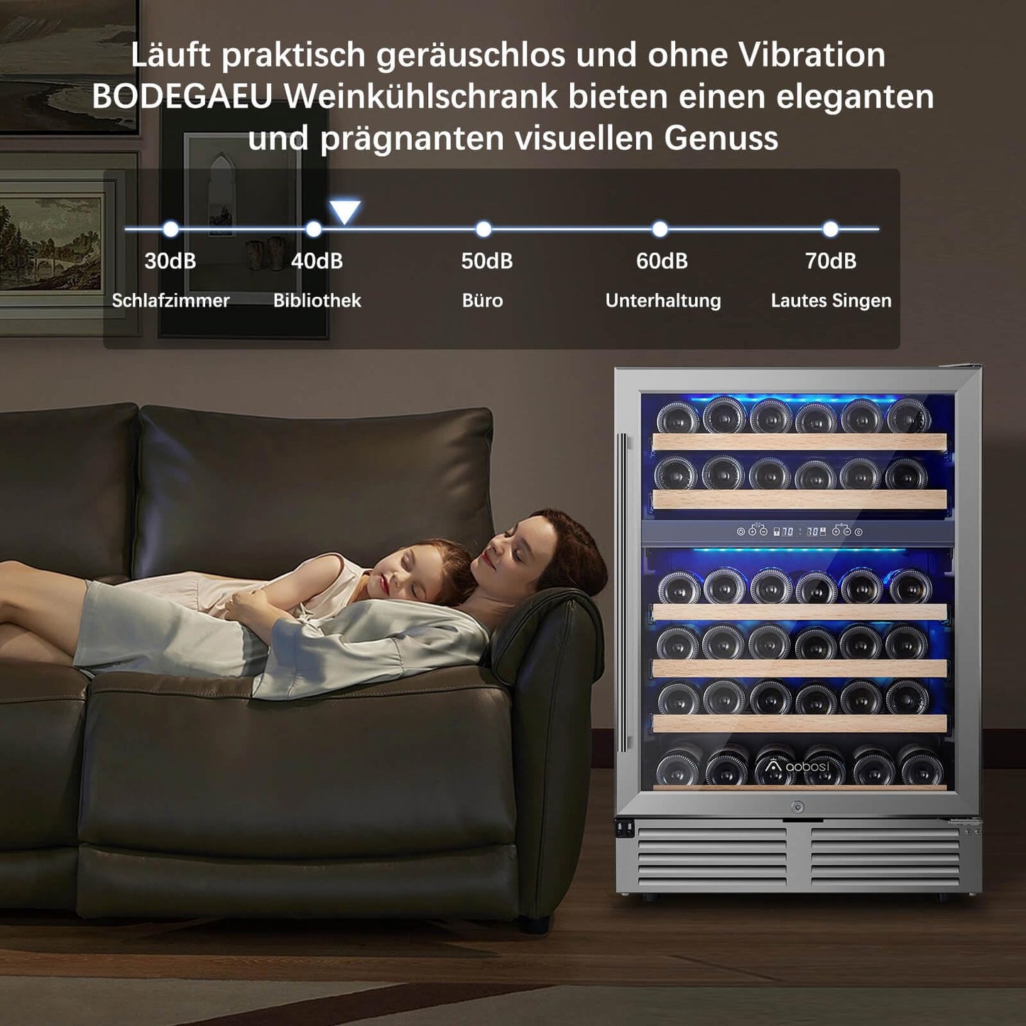 AAOBOSI Weinkühlschrank 41 Flaschen – 2 Zonen
