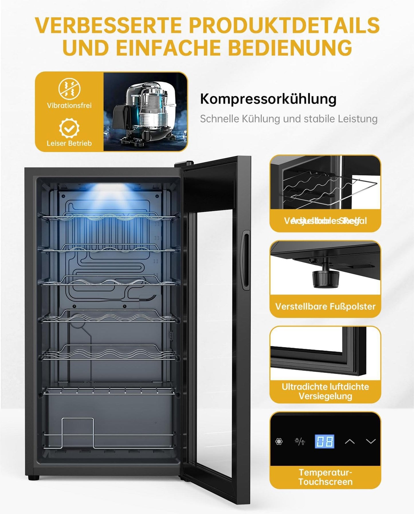 WIE Weinkühlschrank 28 Flaschen – 82L