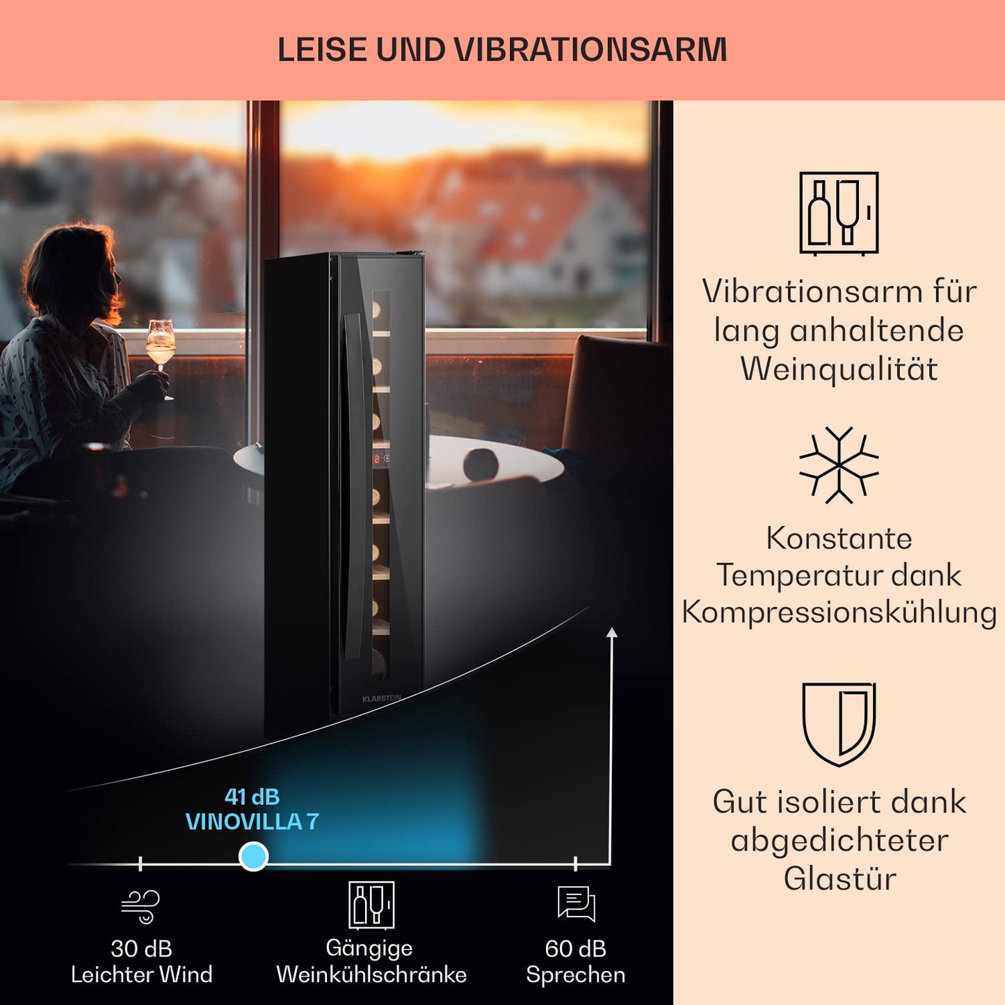 Klarstein Weinkühlschrank 7 Flaschen – Glastür