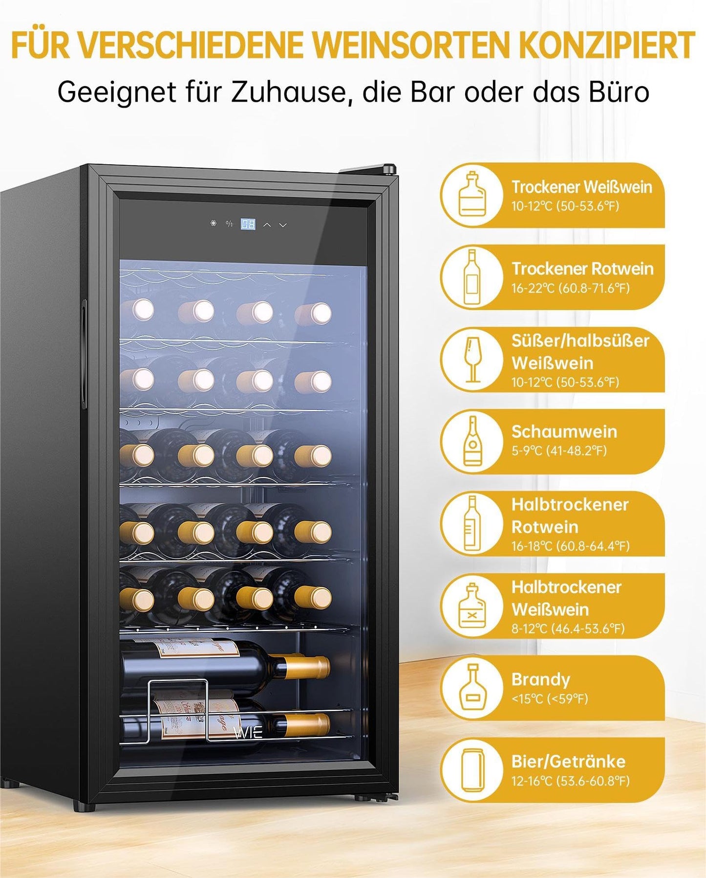 WIE Weinkühlschrank 28 Flaschen – 82L