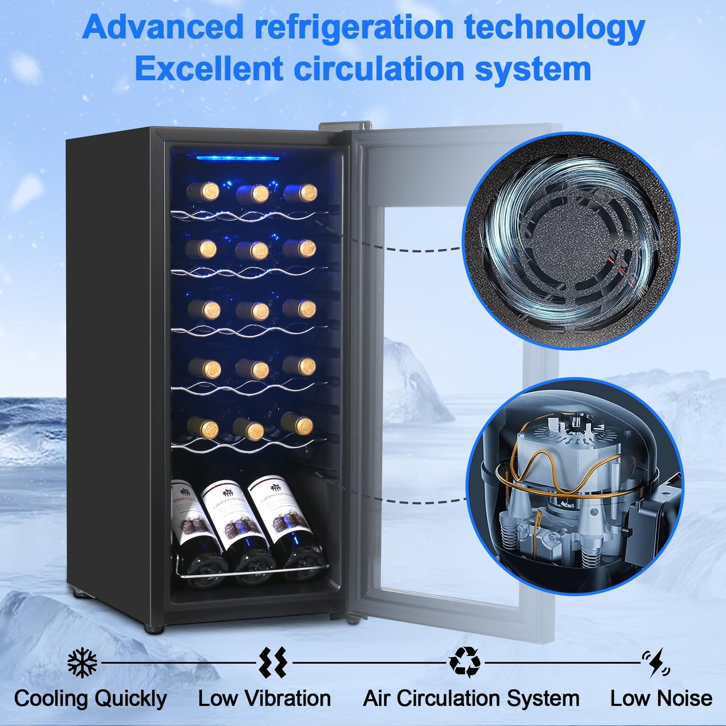Display4top Weinkühlschrank für 18 Flaschen – 53L