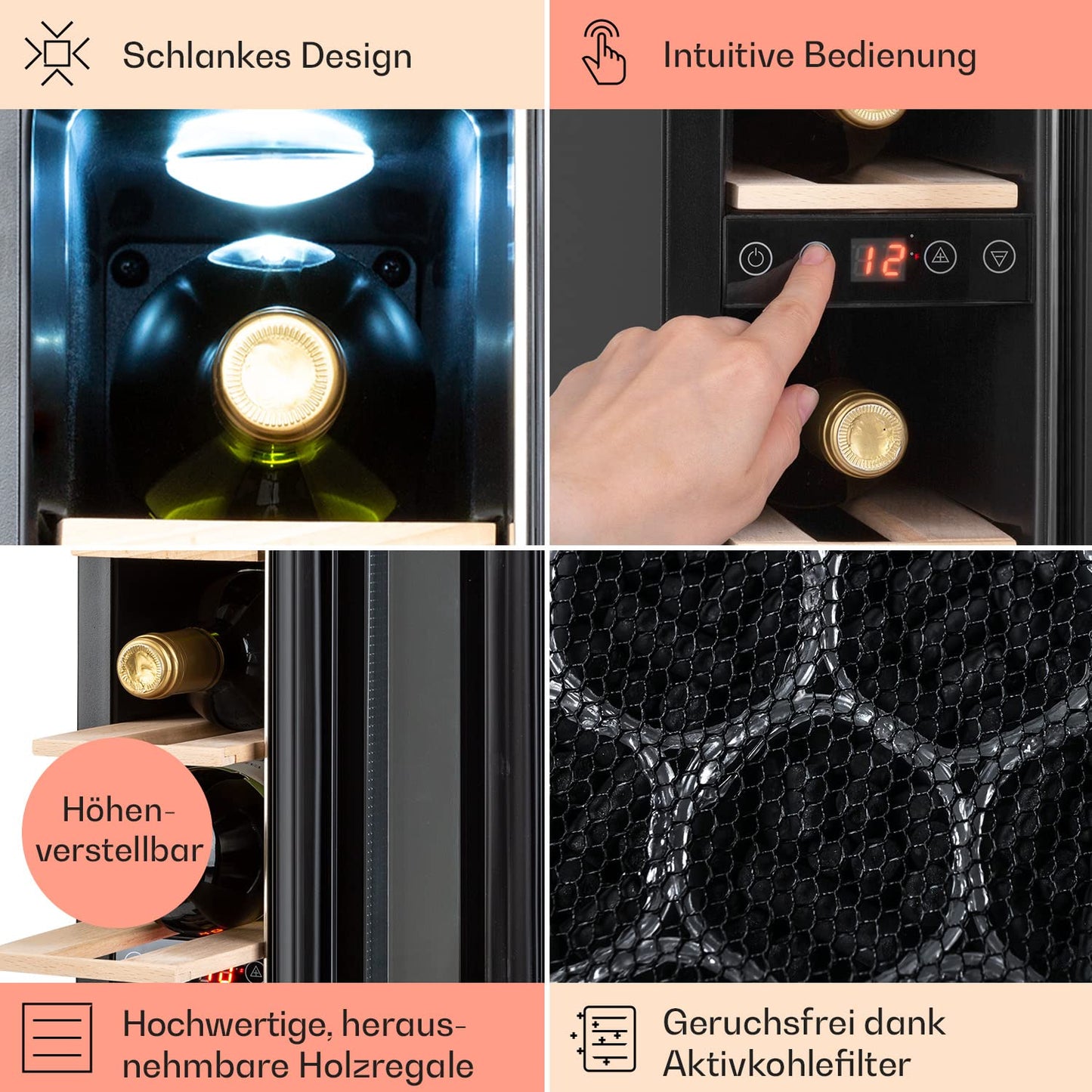 Klarstein Weinkühlschrank 7 Flaschen – Glastür