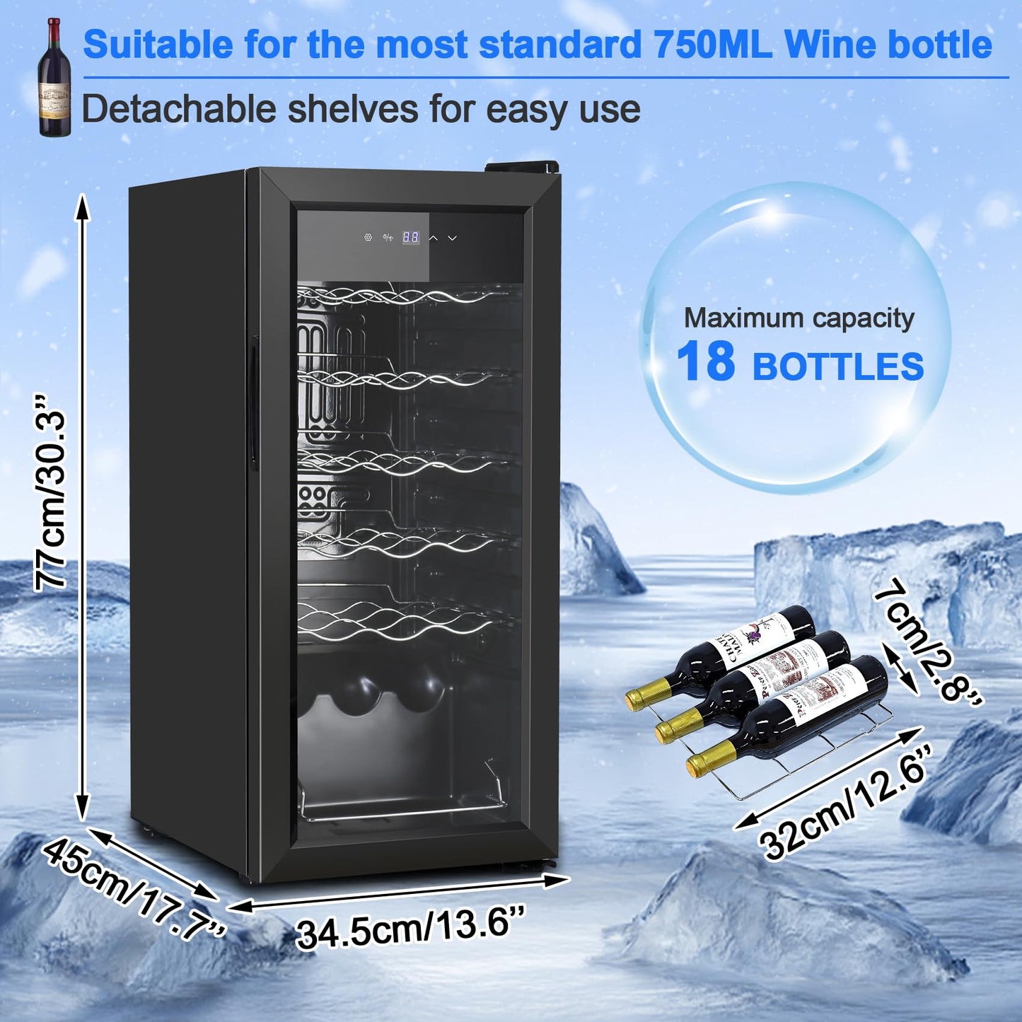 Display4top Weinkühlschrank für 18 Flaschen – 53L